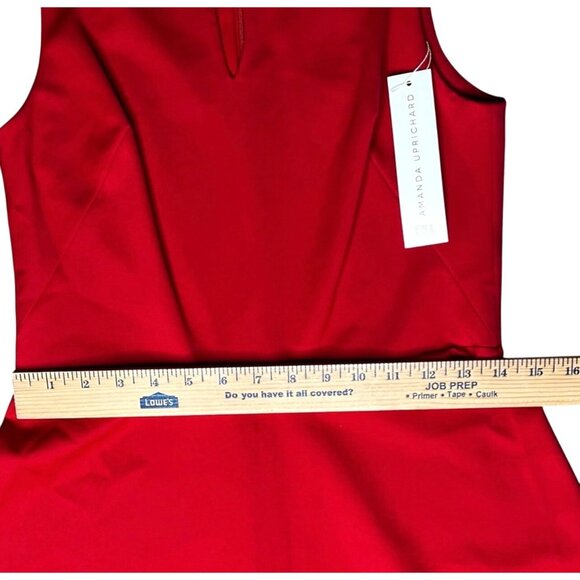Amanda Uprichard Red Shosha Split Neck Ponte Mini Dress Back Zip Closure Medium - Picture 6 of 16